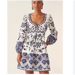 Anthropologie Sweetheart Embroidered Mini Dress